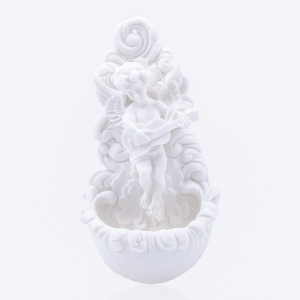 Alabaster stoup angel with guitar