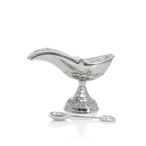 Weihrauchschiffchen - Löffel - Messing - vernickelt - 9 cm