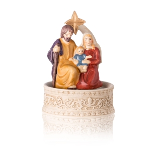 Crèche de Noël - Sainte Famille - 17 cm - musicale - Ceramico