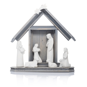 Crèche de Noël - bois - albâtre