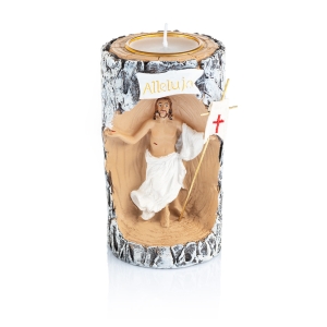 Figurine - Jésus Ressuscité - bougeoir - Pâques - 13 cm