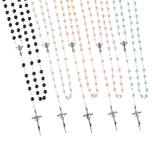 Różaniec - Pierwsza Komunia Święta - 6 mm - szkło - perłowa powłoka