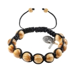 Bransoletka - dziesiątek różańca -  drewno oliwne - św. Benedykt