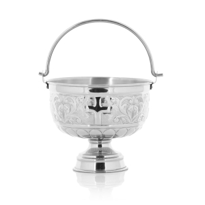 Chaudron d'eau bénite - laiton - nickel - 13 cm