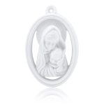Medallion - Our Mother with Baby Jesus - Alabaster