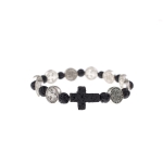 Bransoletka - dziesiątek różańca - lawa wulkaniczna - kamień naturalny - św. Benedykt