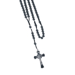 Różaniec - 10 mm - hematyt - św. Benedykt - Ematite
