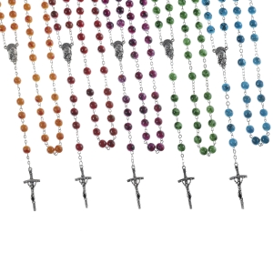 Chapelet - plastique - 8 mm - boîte - mélange de couleurs