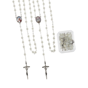 Chapelet - plastique - 6 mm - revêtement perlé - st. Jean Paul II - coffret
