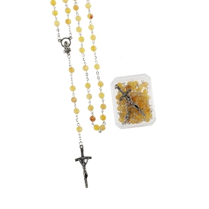 Chapelet - ambre synthétique - 6 mm - étui