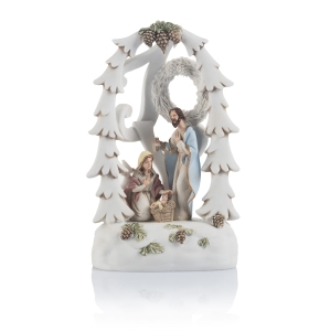 Crèche de Noël - Sainte Famille - lumineuse - Bianco - 14 cm