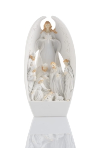 Crèche de Noël - Sainte Famille - Ange - lumineuse - Bianco