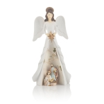 Weihnachtskrippe - Heilige Familie - Engel - leuchtend - 21,5 cm - Bianco