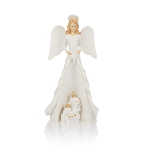 Crèche de Noël - Sainte Famille - Ange - lumineuse - Bianco