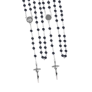 Chapelet - 6 mm - hématite - médaillon pour insert individuel en résine - produit personnalisé - Ematite