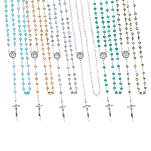 Chapelet - cristal - 6 mm - médaillon pour insert individuel en résine - produit personnalisé