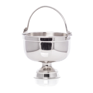 Chaudron d'eau bénite - laiton - nickel - 13 cm