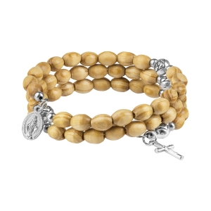 Bracelet - chapelet main - bois - 8 mm - Jésus Miséricordieux