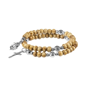 Armband - Hand Rosenkranz - Holz - 6 mm - St. Benedikt