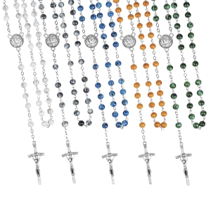 Chapelet - verre - 6 mm - marbre - médaillon pour insert individuel en résine - produit personnalisé