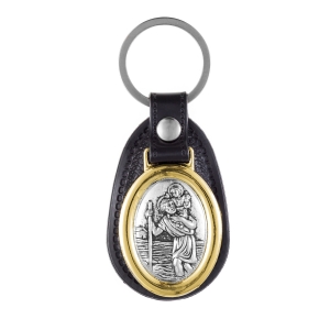 Porte-clés - Saint Christophe - cuir écologique