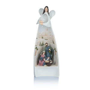 Anioł - Święta Rodzina - świecąca - 20 cm - Bianco