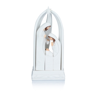 La Sainte Famille - lumineuse - 22 cm - Bianco