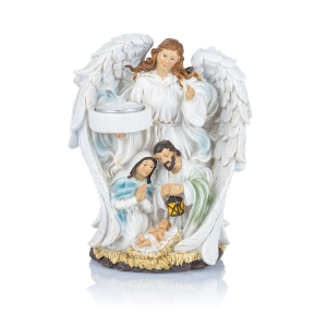 Bougeoir - crèche de Noël - Sainte Famille - 18 cm - Ange - Classic
