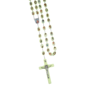 Chapelet - plastique - 2,5 cm - fluorescent - images de saints