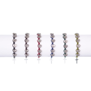 Bracelet - chapelet dizainier - coeur - Notre-Dame de Fatima - Metallo - MIX OF COLORS