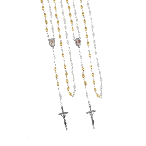 Chapelet - verre - 7 mm - nacré - Pape François - Saint Jean-Paul II