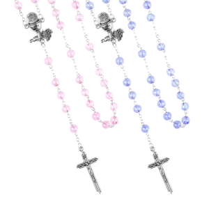 Różaniec - Pierwsza Komunia Święta - naszyjnik - 6 mm - szkło