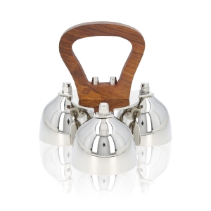 Dzwonki potrójny - mosiądz - nikiel - drewniana rączka