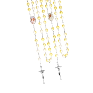 Chapelet - verre - 8 mm - nacré - Pape François - Saint Jean-Paul II