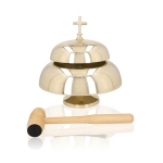 Gong double - laiton - mailloche en bois - 33 cm