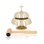 Gong double - laiton - mailloche en bois - 29 cm