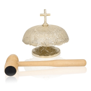 Gong simple - laiton - mailloche en bois - 22 cm