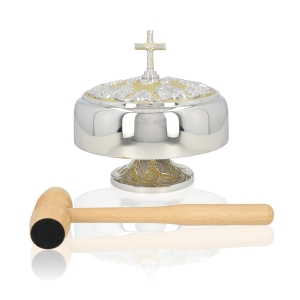 Gong simple - laiton - nickel - mailloche en bois - 25 cm