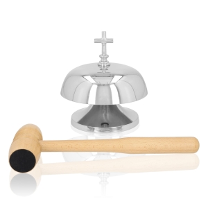 Gong monophonique - laiton - nickel - mailloche en bois - 20 cm