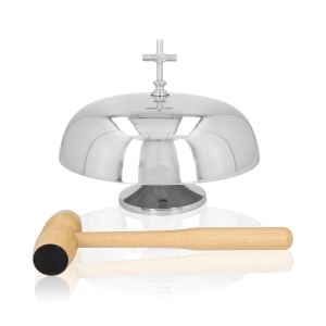 Gong simple - laiton - nickel - mailloche en bois - 26 cm