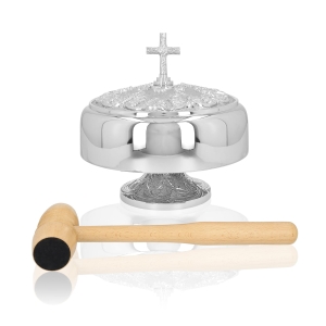 Gong simple - laiton - nickel - mailloche en bois - 25 cm