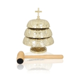 Gong triple - laiton - mailloche en bois - 35 cm