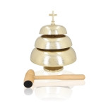Gong triple - laiton - mailloche en bois - 37 cm