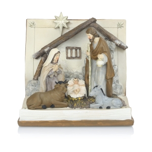 Crèche de Noël - Sainte Famille - 14 cm - éclairage LED - Favola