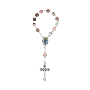 10er Rosenkranz - Plastik - Kunststoff - mit Verschluss - 8 mm - Heiliger Christophorus