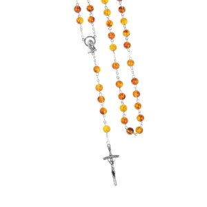 Rosenkranz – synthetischer Bernstein – Unbefleckte Mutter Gottes – 8 mm