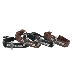 Armband – Hämatit – Leder – christliches Fischsymbol – Ichtys – Hämatit