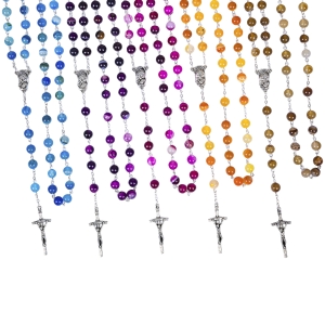 Różaniec - agat - 8 mm - kamień naturalny - pudełko