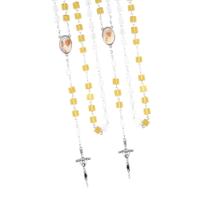 Chapelet - verre - 6 mm - Saint Jean-Paul II - Pape François