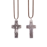 Collier - petite croix - Le bon Berger - souvenir de la Confirmation - lacet en cuir